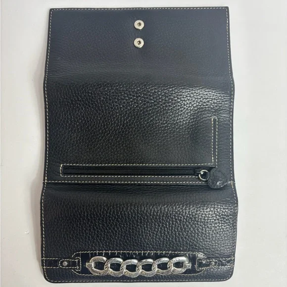 Brighton Black Leather Wallet with Silver Chain Accent - Picture 4 of 9